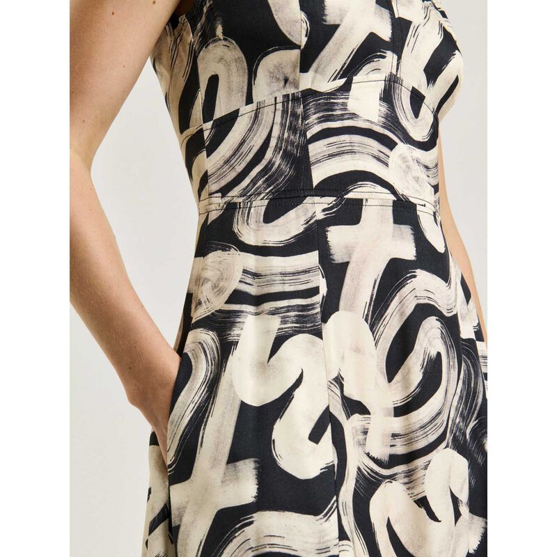 Veronika Maine Black Abstract Brush Midi Dress image number 2